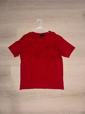 BOSS Red Short-Sleeve Tee with Subtle Tiger Graphic with Rhinestones